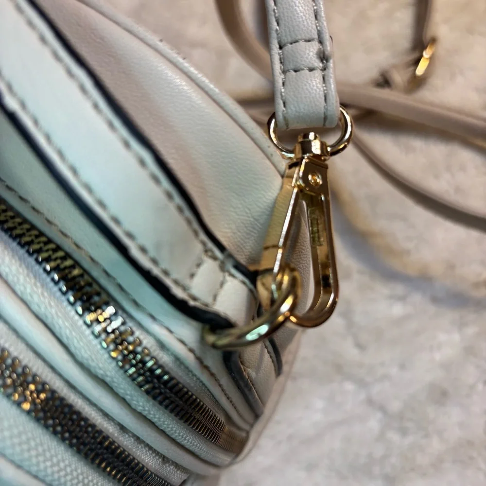 NEW Crossbody Bag Cream Taupe Quilted Gold-Tone Hardware Embellishments Backpack